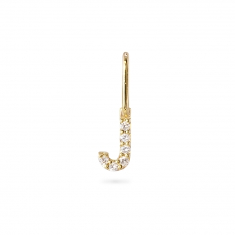 J Letter Long Bail Pendant with Diamonds