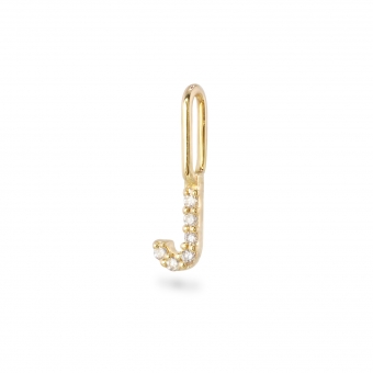 J Letter Long Bail Pendant with Diamonds