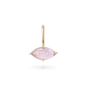 Marquise Cabochon Rose Quartz Birthstone Gold Pendant - October