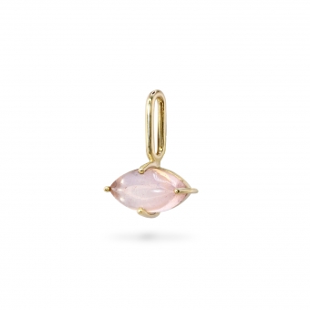 Marquise Cabochon Rose Quartz Birthstone Gold Pendant - October