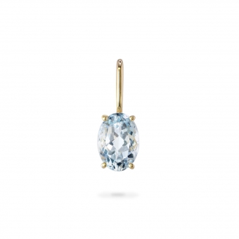 Oval Shape Aquamarine Birthstone Gold Pendant - March