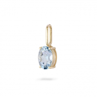 Oval Shape Aquamarine Birthstone Gold Pendant - March