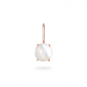 Round Cabochon Moonstone Birthstone Gold Pendant - April