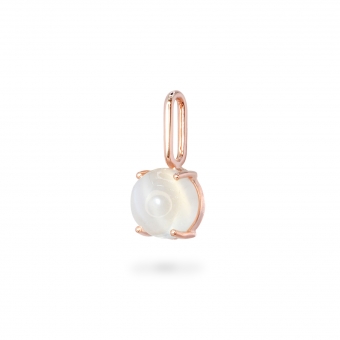 Round Cabochon Moonstone Birthstone Gold Pendant - April
