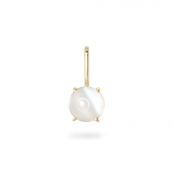 Round Cabochon Moonstone Birthstone Gold Pendant - April