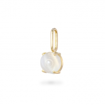 Round Cabochon Moonstone Birthstone Gold Pendant - April