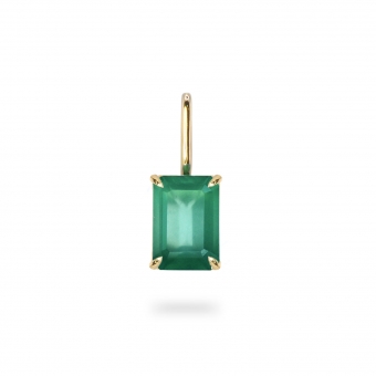 Emerald Cut Green Agate Birthstone Gold Pendant - May