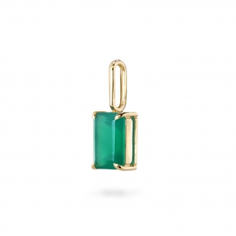 Emerald Cut Green Agate Birthstone Gold Pendant - May