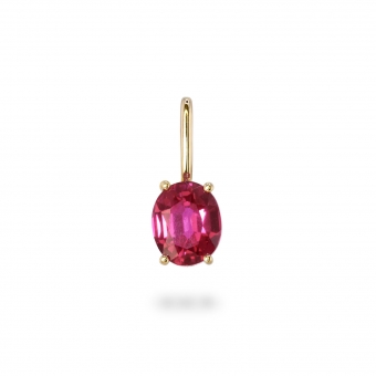 Oval Shape Synthetic Ruby Birthstone Pendant - July