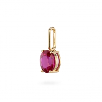 Oval Shape Synthetic Ruby Birthstone Pendant - July