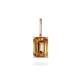 Emerald Cut Citrine Birthstone Gold Pendant - November