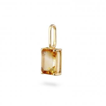 Emerald Cut Citrine Birthstone Gold Pendant - November