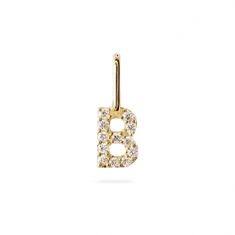 B Letter Long Bail Pendant with Diamonds