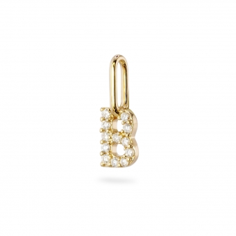 B Letter Long Bail Pendant with Diamonds