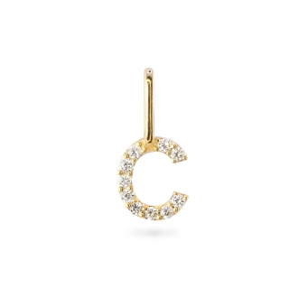 C Letter Long Bail Pendant with Diamonds