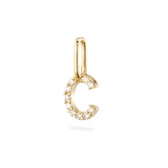 C Letter Long Bail Pendant with Diamonds