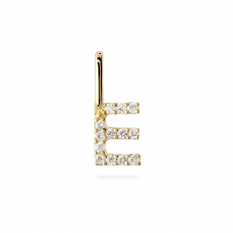 E Letter Long Bail Pendant with Diamonds