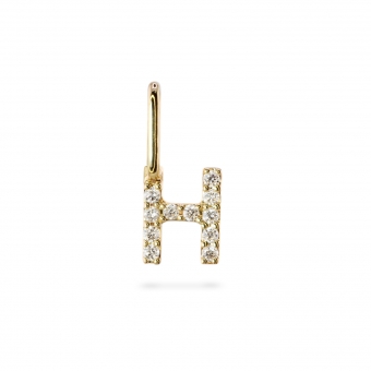 H Letter Long Bail Pendant with Diamonds