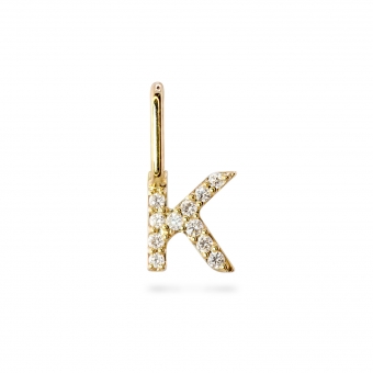 K Letter Long Bail Pendant with Diamonds