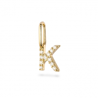K Letter Long Bail Pendant with Diamonds