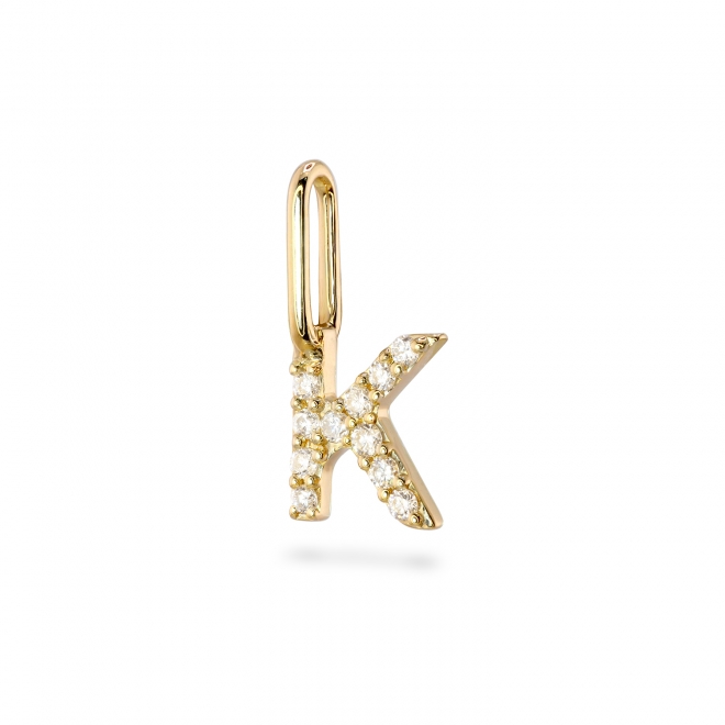 K Letter Long Bail Pendant with Diamonds