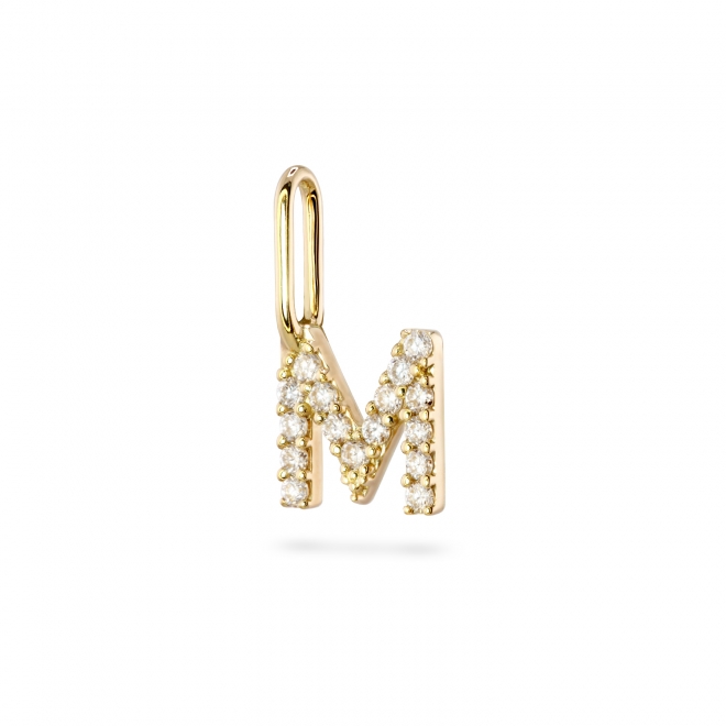 M Letter Long Bail Pendant with Diamonds