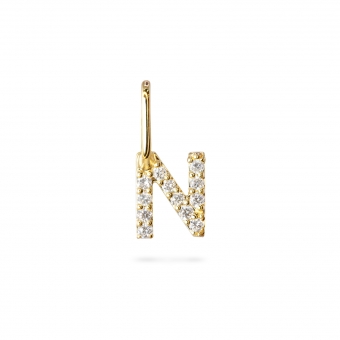 N Letter Long Bail Pendant with Diamonds