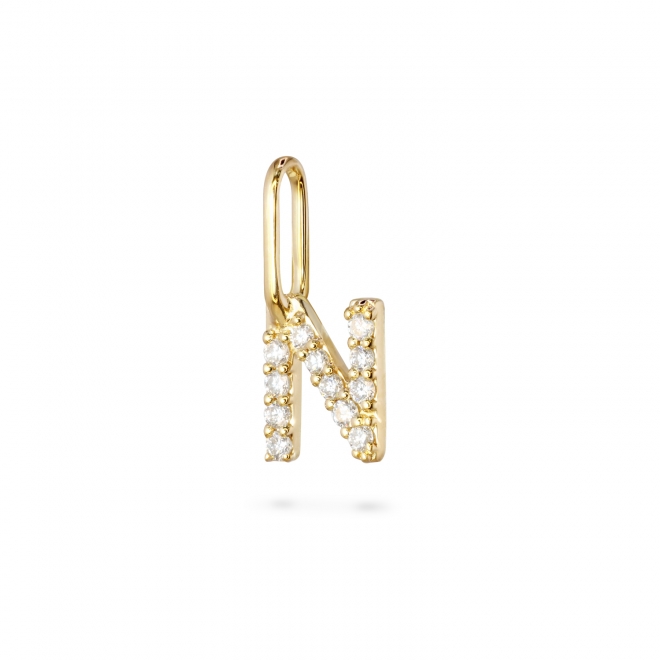 N Letter Long Bail Pendant with Diamonds