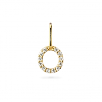 O Letter Long Bail Pendant with Diamonds