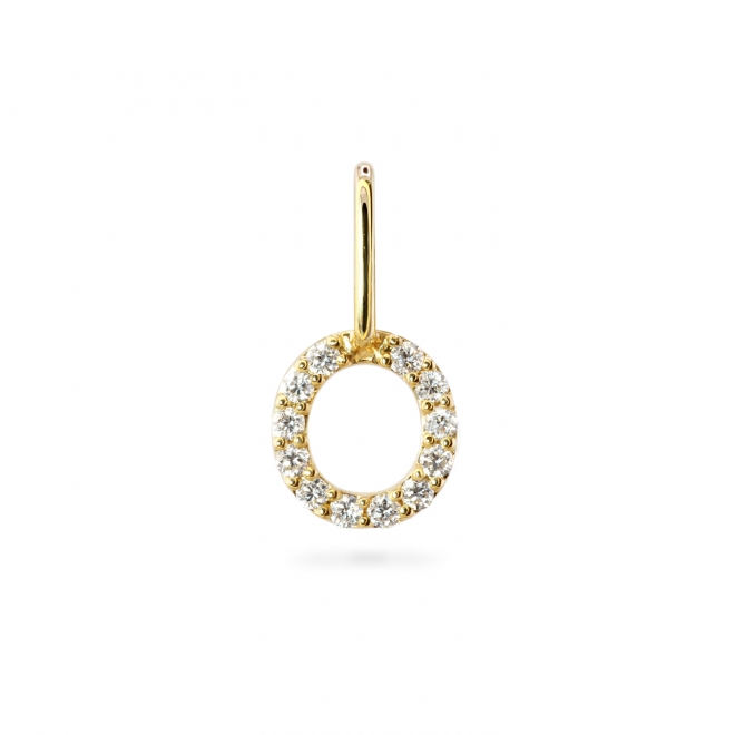 O Letter Long Bail Pendant with Diamonds