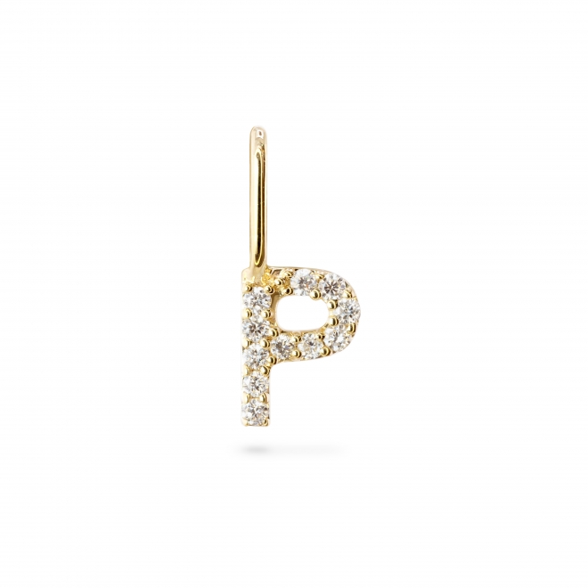 P Letter Long Bail Pendant with Diamonds