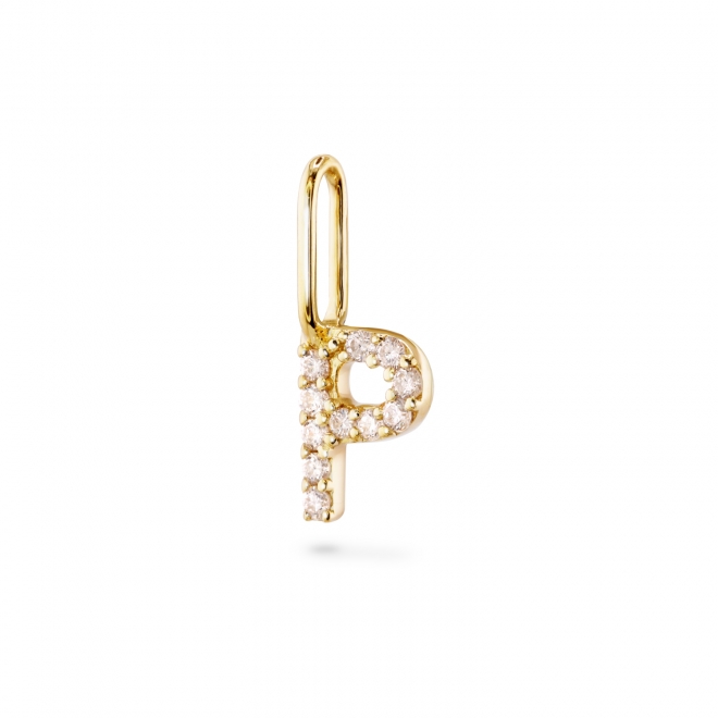 P Letter Long Bail Pendant with Diamonds