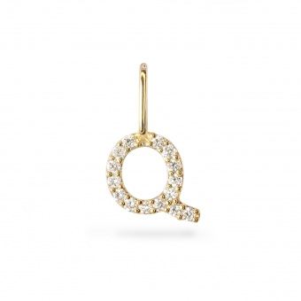 Q Letter Long Bail Pendant with Diamonds