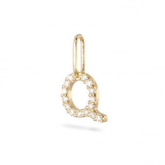 Q Letter Long Bail Pendant with Diamonds