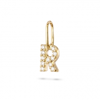 R Letter Long Bail Pendant with Diamonds