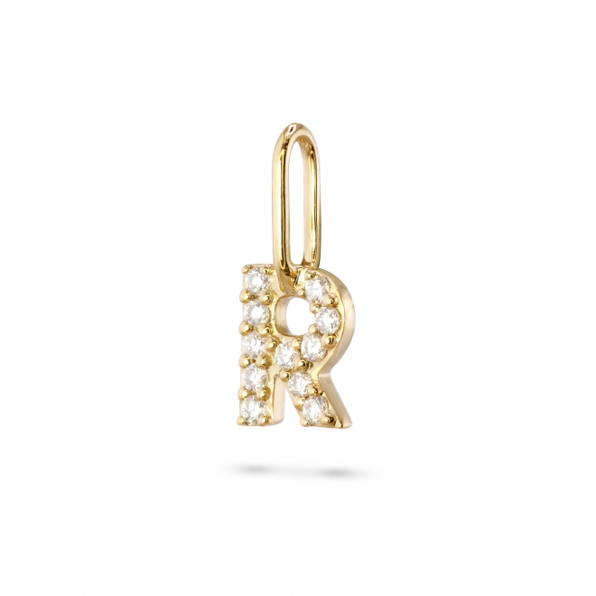 R Letter Long Bail Pendant with Diamonds