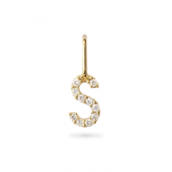 S Letter Long Bail Pendant with Diamonds