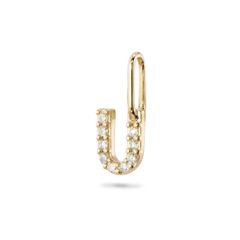 U Letter Long Bail Pendant with Diamonds 