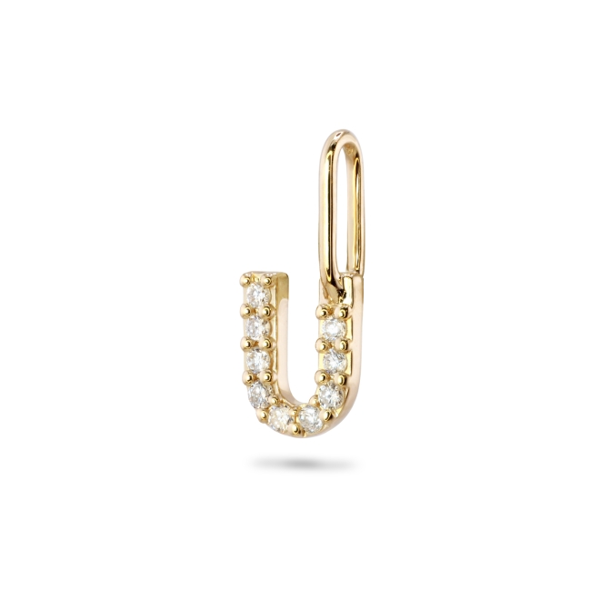 U Letter Long Bail Pendant with Diamonds 