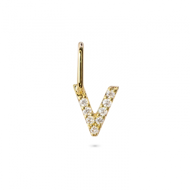V Letter Long Bail Pendant with Diamonds