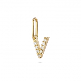 V Letter Long Bail Pendant with Diamonds
