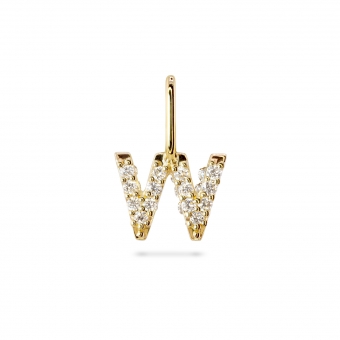 W Letter Long Bail Pendant with Diamonds