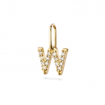 W Letter Long Bail Pendant with Diamonds