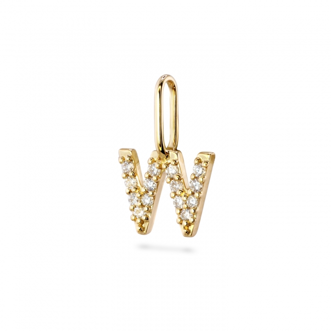 W Letter Long Bail Pendant with Diamonds