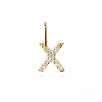 X Letter Long Bail Pendant with Diamonds