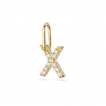 X Letter Long Bail Pendant with Diamonds