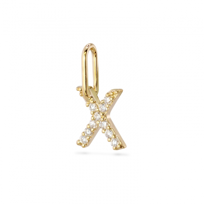 X Letter Long Bail Pendant with Diamonds