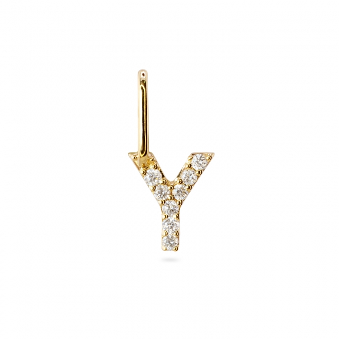 Y Letter Long Bail Pendant with Diamonds
