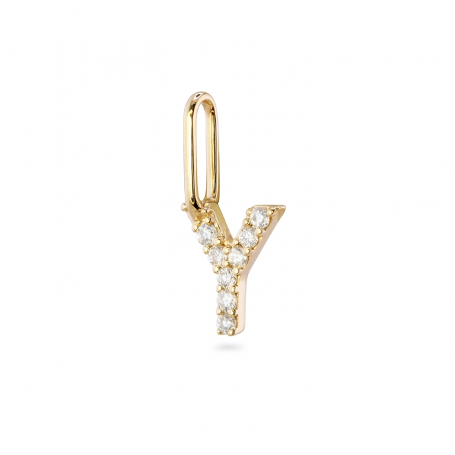Y Letter Long Bail Pendant with Diamonds