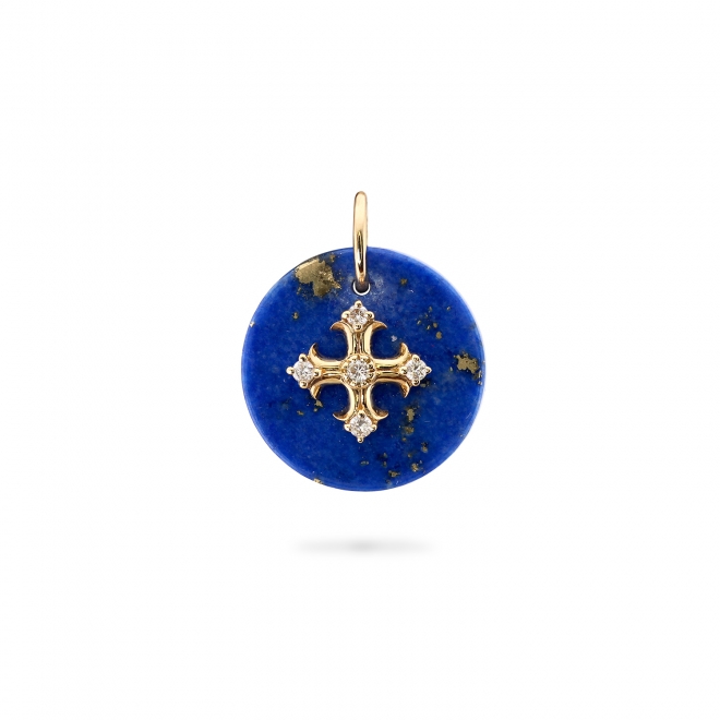 Lapis Lazuli Medallion with Gold and Diamonds Ornament
